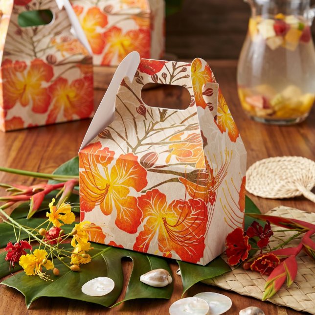 Hawaiian print Ohai Alii v2 pattern Favor Box (ohai alii peacock flower party favor box)
