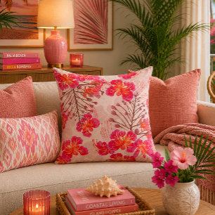 Hawaiian print Ohai Alii v2 pattern Throw Pillow
