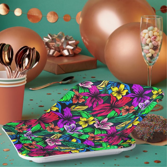 Hawaiian Print Paper Plate (Multi)
