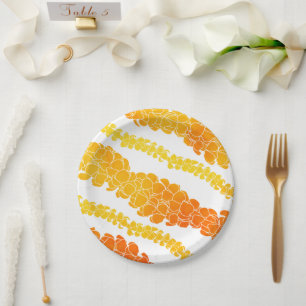 Hawaiian Print Puakenikeni lei Paper Plate