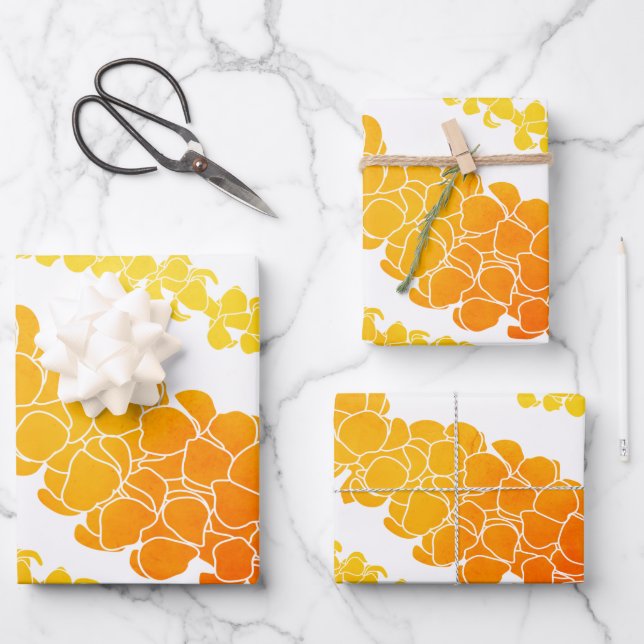 Hawaiian Print Puakenikeni lei Wrapping Paper Sheet (Front)
