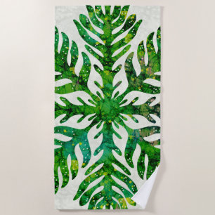 Hawaiian print quilt lauae fern beach towel
