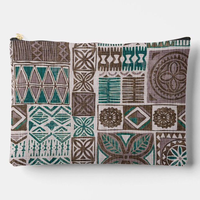 hawaiian print tapa accessory pouch (Front)