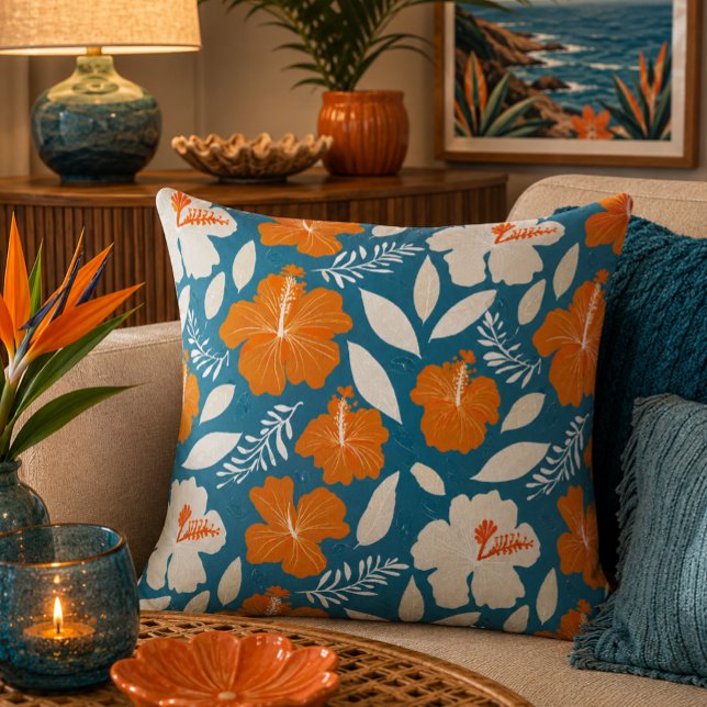 Hawaiian print  throw pillow (Creator Uploaded)