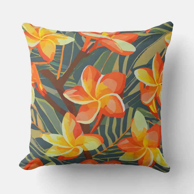 Hawaiian print  throw pillow (Front)