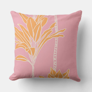 hawaiian print ti leaf plants throw pillow