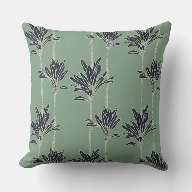 hawaiian print ti leaf plants throw pillow (Front)