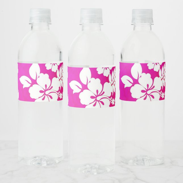 Hawaiian Print  Water Bottle Label (Bottles)