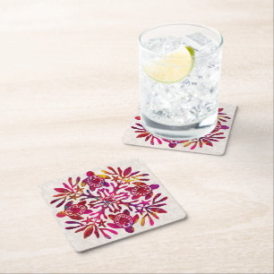 Hawaiian Quilt Honu ( sea turtle ) Square Paper Coaster