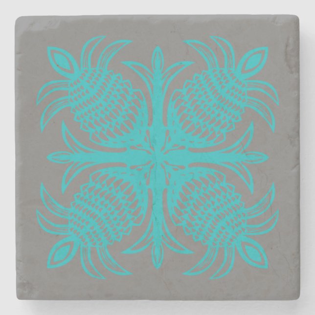 hawaiian quilt pattern pineapple stone coaster (Front)