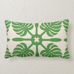 HAWAIIAN QUILT PILLOW- Monstera Lumbar Pillow
