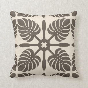 HAWAIIAN QUILT PILLOW- Monstera Throw Pillow