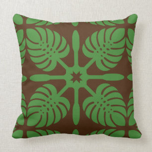 HAWAIIAN QUILT PILLOW- Monstera Throw Pillow