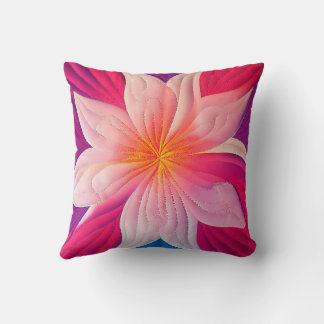Hawaiian Quilted Plumeria Appliqué Pillow 18 inch