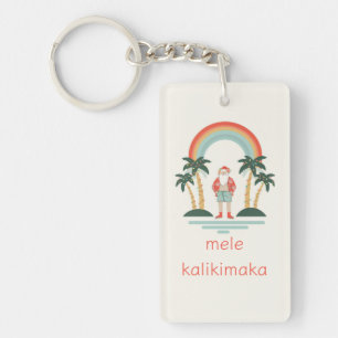 Hawaiian/Rainbow/Palms Santa Keychain