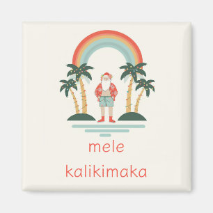 Hawaiian/Rainbow/Palms Santa Magnet