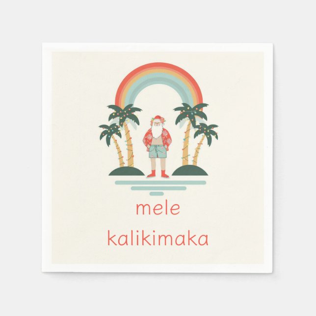 Hawaiian/Rainbow/Palms Santa Napkin (Front)