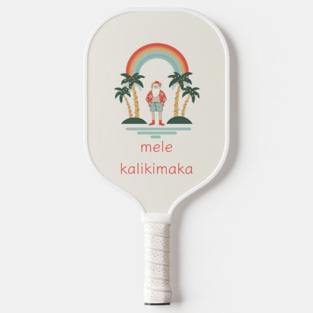 Hawaiian/Rainbow/Palms Santa Pickleball Paddle (Front)
