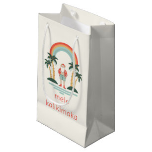 Hawaiian/Rainbow/Palms Santa Small Gift Bag