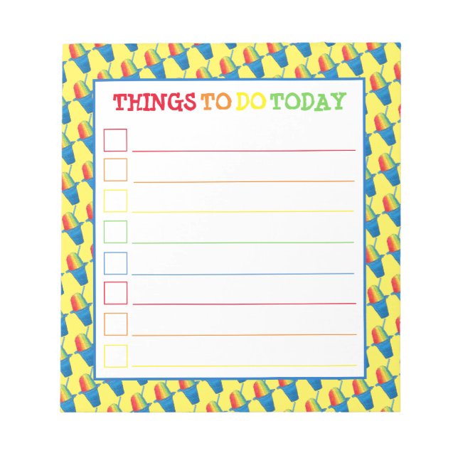 Hawaiian Rainbow Shave Ice Frozen Dessert Hawaii Notepad (Front)