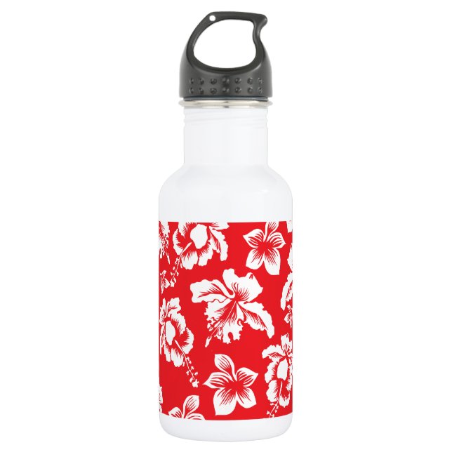 Hawaiian Red Flowers 532 Ml Water Bottle (Front)