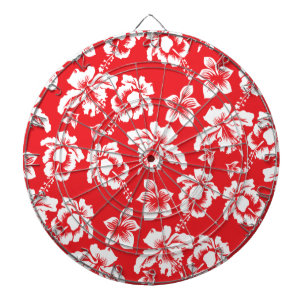 Hawaiian Red Flowers Dartboard