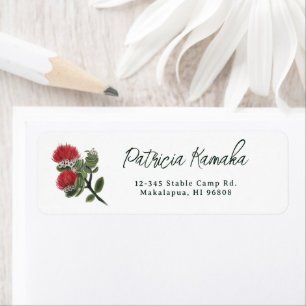 Hawaiian Red Lehua Flower Return Address 