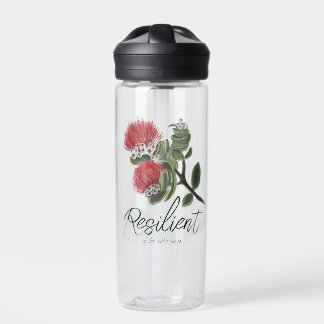 Hawaiian Red Lehua Flower Watercolor Resilience Water Bottle