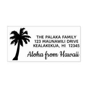 Hawaiian Return Address Stamp Aloha Palm Tree