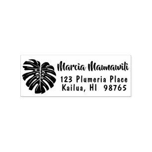 Hawaiian Return Address Stamp Monstera Leaf Custom
