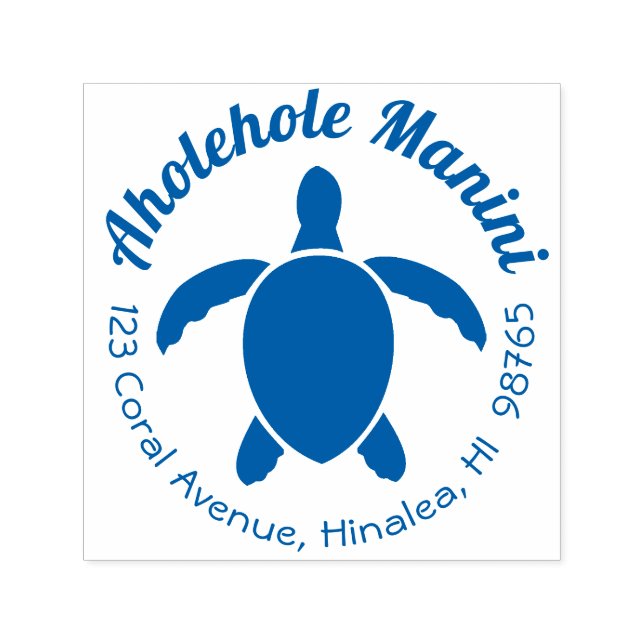 Hawaiian Return Address Stamp Sea Turtle Round (Design)