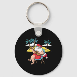 Hawaiian Santa Claus Hawaian Guitar Christmas In J Keychain