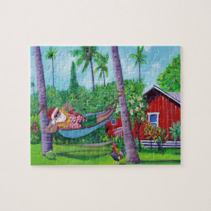 Hawaiian Santa Claus Mele Kalikimaka Jigsaw Puzzle