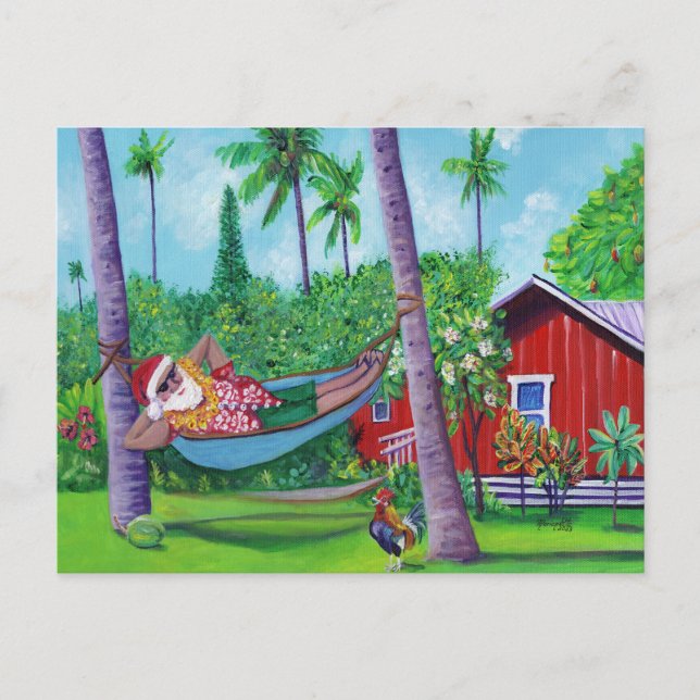 Hawaiian Santa on Vacation in Hawaii Postcard (Front)