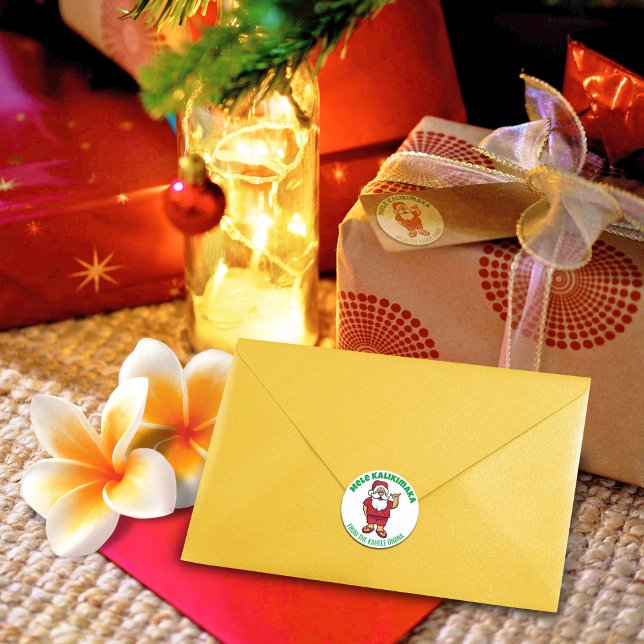 Hawaiian Santa Red Classic Round Sticker (Creator Uploaded)
