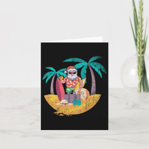 Hawaiian Santa Tropical Summer Surfing Christmas I Card