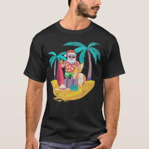 Hawaiian Santa Tropical Summer Surfing Christmas I T-Shirt