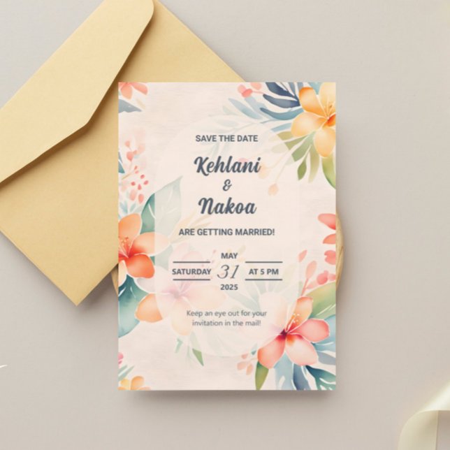 Hawaiian Save The Date Invite Magnetic Invitation (Creator Uploaded)