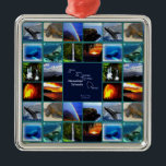 Hawaiian scenes collage metal ornament<br><div class="desc">Collage of Hawaiian animals,  sunset,  volcano,  island map, </div>