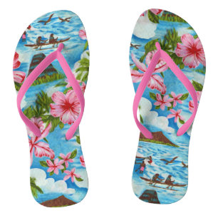 Hawaiian Scenes Flip Flops