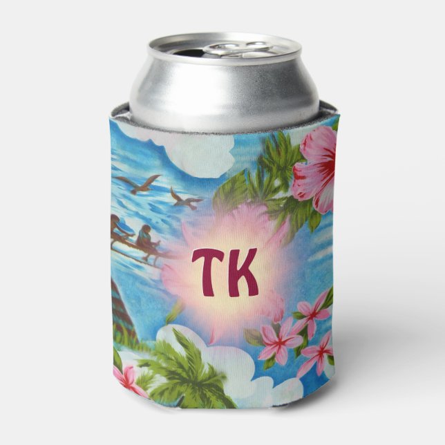 Hawaiian Scenes with Monogram Can Cooler (Can Front)