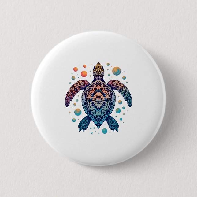 Hawaiian Sea Turtle Tie-Dye Hawaii Vacation Beach  2 Inch Round Button (Front)