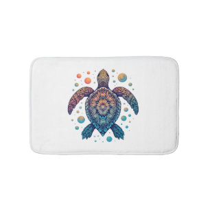 Hawaiian Sea Turtle Tie-Dye Hawaii Vacation Beach  Bath Mat