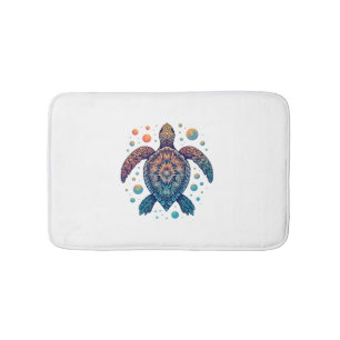 Hawaiian Sea Turtle Tie-Dye Hawaii Vacation Beach  Bath Mat