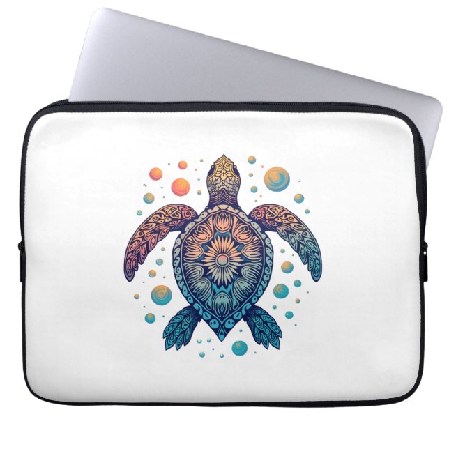 Hawaiian Sea Turtle Tie-Dye Hawaii Vacation Beach  Laptop Sleeve (Front)