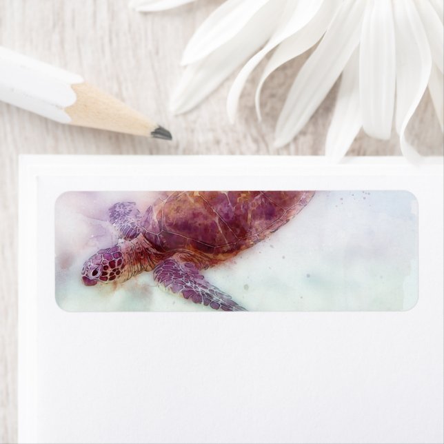 Hawaiian sea Turtle Watercolor (En situation)