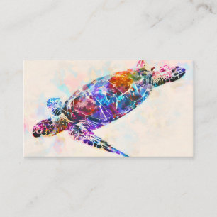 Hawaiian Sea Turtle Watercolor Business Card