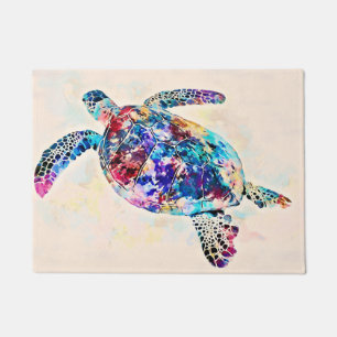 Hawaiian Sea Turtle Watercolor Doormat