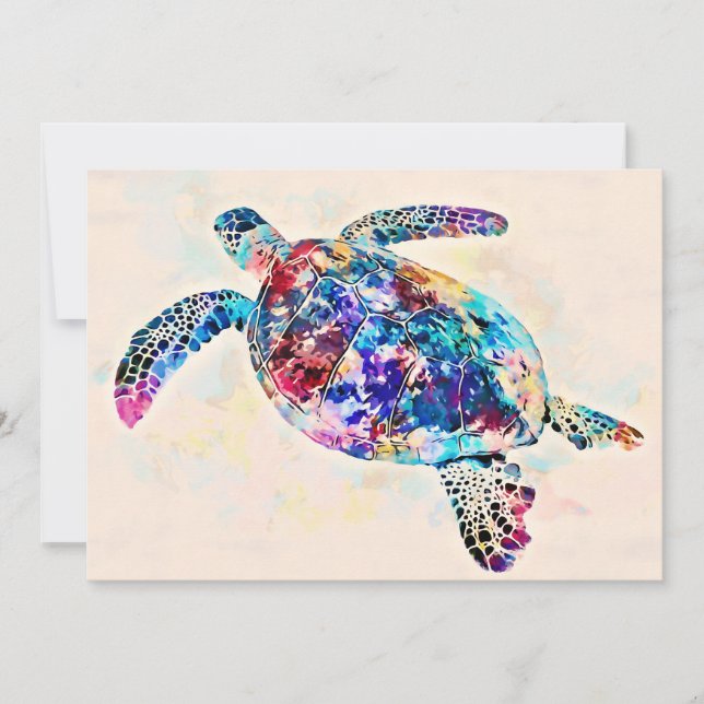 Hawaiian Sea Turtle Watercolor Invitation (Front)