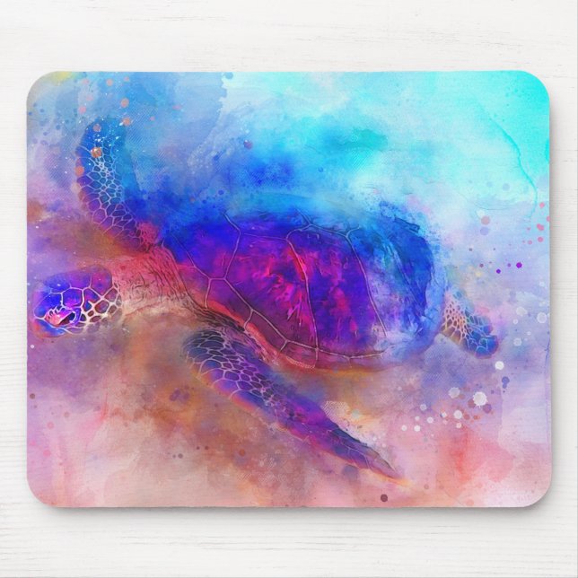 Hawaiian Sea Turtle Watercolor Mouse Pad (Front)